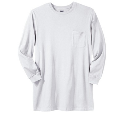 KingSize Shrink-Less Lightweight Longer-Length Long-Sleeve Crewneck Pocket Tee