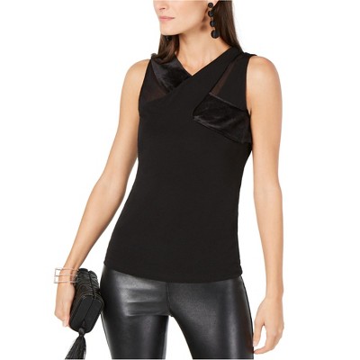 I-N-C Womens Criss-Cross Pullover Blouse, Black, Large