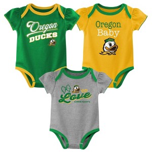 NCAA Oregon Ducks Infant Girls' 3pk Bodysuit - 1 of 4