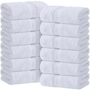 Wealuxe Premium Hand Towels for Bathroom - 12 Pack Cotton Hand Towel Bulk for Gym, Kitchen and Spa, Terry Salon Towels - 16x27" - 1 of 4