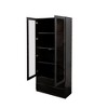Display Cabinet with Blue LED Light, Modern Storage Cabinet Bookcase for Living Room, 2 Drawers and Glass Door - 4 of 4