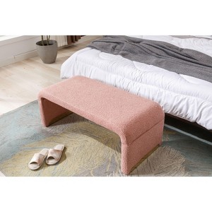 CAVINAS Bench Shoe Bench Boucle Fabric Loveseat Ottoman Footstool for Bedroom and Entryway - 1 of 4
