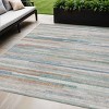 Linen And Pale Aqua Striped Washable Indoor Outdoor Area Rug - 2 of 4