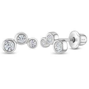 Girls' Bezel Climber Screw Back Sterling Silver Earrings - In Season Jewelry - 1 of 4