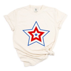 Simply Sage Market Women's Patriotic Three Star Short Sleeve Garment Dyed Tee - 1 of 4