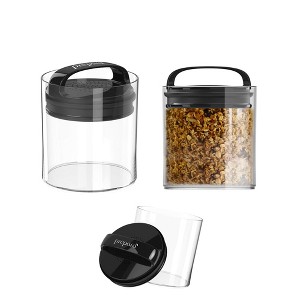 Prepara Evak Fresh Saver Short Airtight Containers, Medium - Black Handle with Patented Twin-Valve System (2-Pack) - 1 of 4