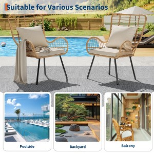 Outdoor Wicker Patio, Outdoor Rattan Chairs, All-Weather Wicker Furniture for Porch, Backyard with Cushions & Pillows, Boho Style, brown - 1 of 4