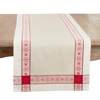 Saro Lifestyle Classic Charm Jacquard Table Runner, 16"x84", Red