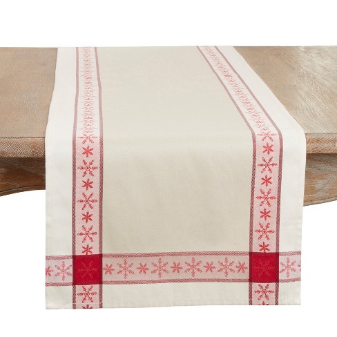 Saro Lifestyle Classic Charm Jacquard Table Runner, 16"x84", Red - image 1 of 2