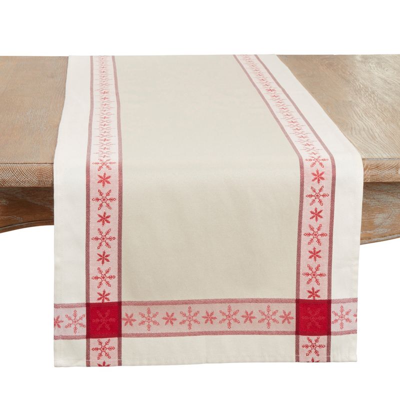 Saro Lifestyle Classic Charm Jacquard Table Runner, 16"x84", Red, 1 of 3