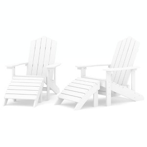 vidaXL Set of 2 Patio Adirondack Chairs with Detachable Footstools - Weather-Resistant HDPE and Steel Construction - White - 1 of 4