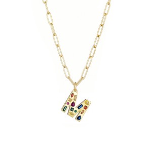 Adornia 14k Gold Plated Funky Initial Paperclip Chain Necklace - 1 of 3