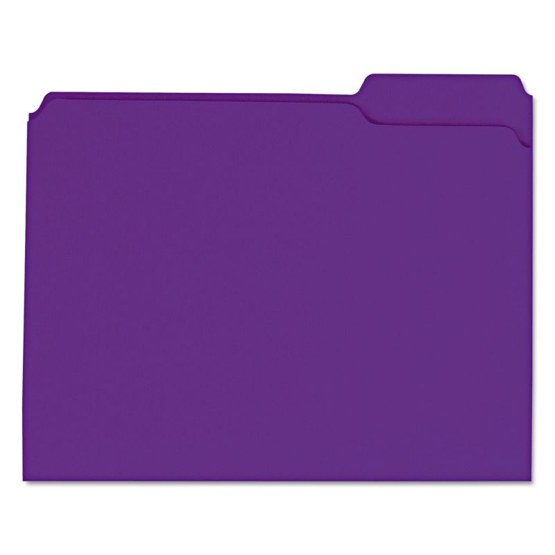 UNIVERSAL Colored File Folders 1/3 Cut Assorted Two-Ply Top Tab Letter Violet 100/Box 16165, 1 of 5