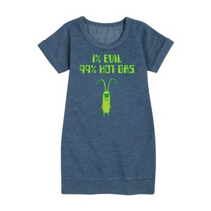 - SpongeBob SquarePants - Plankton One Percent Evil Graphic Short Sleeve Fleece Dress - 1 of 4