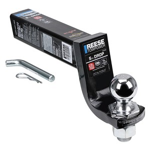 Reese Interlock Trailer Hitch Ball Mount Starter Kit with 2.3" Trailer Ball and Pin & Clip, Fits 2.5" Receiver, 5" Drop, 13,000 Pound Capacity, Black - 1 of 4