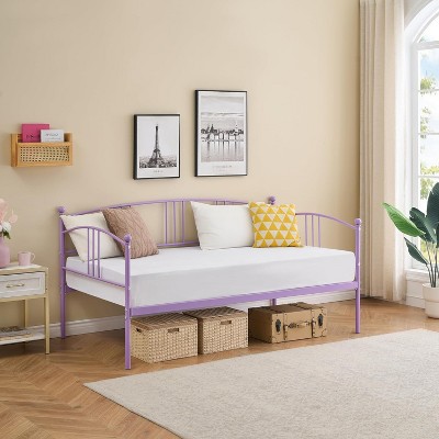 Garvee Twin Daybed, Sturdy Metal Bed with Arched Headboard and Steel Slat, Sofa Bed for Bedroom, Guest Room