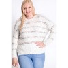 Slickblue Plus Size Stripe Detail Sweater for Women, Long Sleeve Knit Pullover, Off White, Size 1XL-3XL - 2 of 4