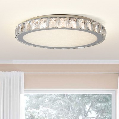 DOMETOUR Crystal LED Ceiling Light, 19.7-Inch Flush Mount, 45W Dimmable Modern Fixture, Energy-Saving, Perfect for Living Room, Bedroom, Kitchen