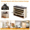 DOMETOUR Rattan Shoe Rack, Hallway Shoe Bench, Shoe Cabinet with Flip-Drawer and Seat Cushion 23.6 x 9.4 x 18.5 in - 3 of 4