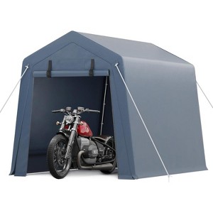 Acekool 6x6 FT Outdoor Storage Shed with Roll-Up Zipper Door, Ventilated Mesh Windows, Heavy Duty Waterproof Tarp, Ideal for Bikes & Tools - 1 of 4