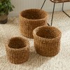 Plum & Post Seagrass Round Baskets With Cuffs Set of 3 - 3 of 4