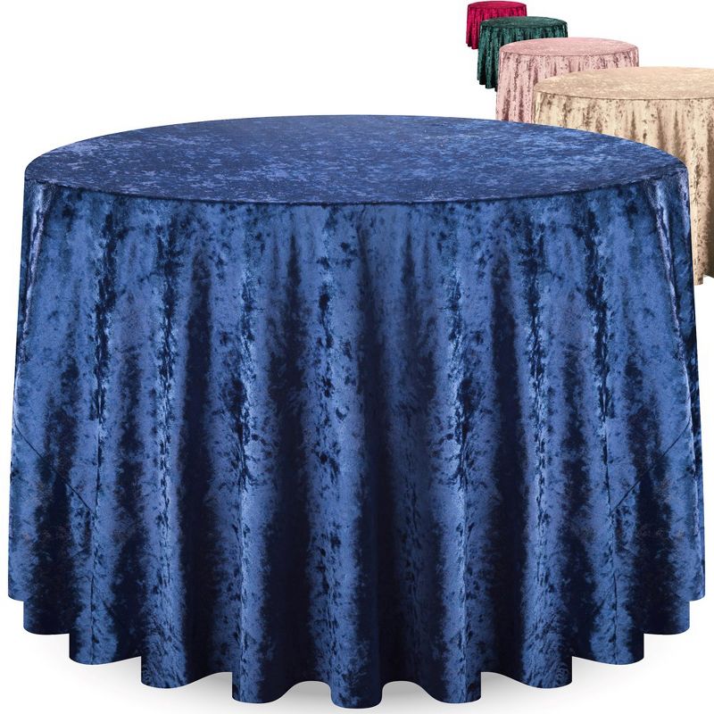 RCZ Décor Elegant Round Table Cloth - Made With Fine Crushed-Velvet Material, Beautiful Royal Blue Tablecloth With Durable Seams, 1 of 6