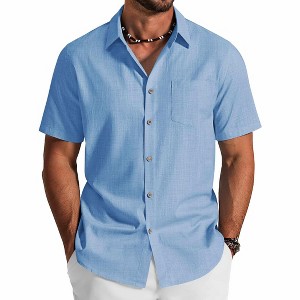 summer dress shirts for guys XDFVC Mens Short Sleeve Button Down Casual Beach Shirt Business Hawaiian Vacation Beach Blouses Fashion Blue at Amazon Men's Clothing store Small US Men's Summer Button-Down Shirts: Cool
