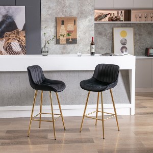 SKRAN 26 Inch Velvet Upholstered Counter Height Barstool, With Back  And Metal Frame, Modern Design for Kitchen, Home Bar, Dining Room - 1 of 4