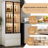ATJafurn 23.6'' White China Cabinet Lighted Dining Cabinet Display Cabinet with Glass Doors and Drawers and LED Light for Living Room Dining Room - 4 of 4