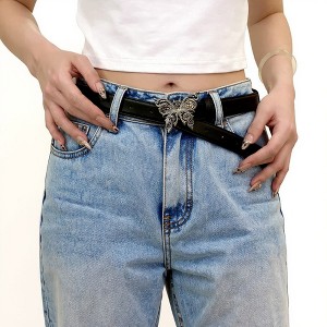 Anna-Kaci Women's Butterfly Buckle Belt with Textured Strap and Metal Detailing 40.5x2 in - 1 of 4