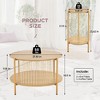 Brafab Natural Fiber Rope 3-Piece Coffee Table Set,Round Wooden Rattan Coffee Table and Two End Side Table for Home Offic - 2 of 4