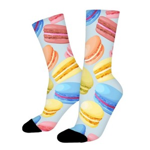 Rainbow Macarons Women Printed Crew Socks Funny Funky Socks Soft Polyester Novelty Gifts for Artists Men - 1 of 1