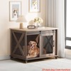 Dog Crate Furniture w/ Sliding Barn Door,37''Dog Cage Furniture,Wooden Dog Kennel End Table w/ Detachable Divider Indoor Puppy Kennel - 2 of 4