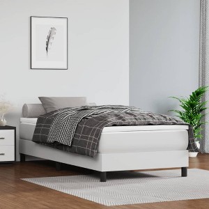 vidaXL Box Spring Bed Frame White 39.4 in.x79.9 in. Twin XL Faux Leather - 1 of 4