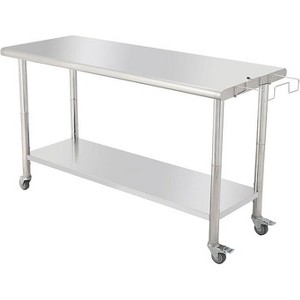 Commercial Stainless Steel Table for Prep & Work, 60 x 24 in Kitchen Food Prep Table with Adjustable Under Shelf and Hooks, for Warehouse,Garage - 1 of 4