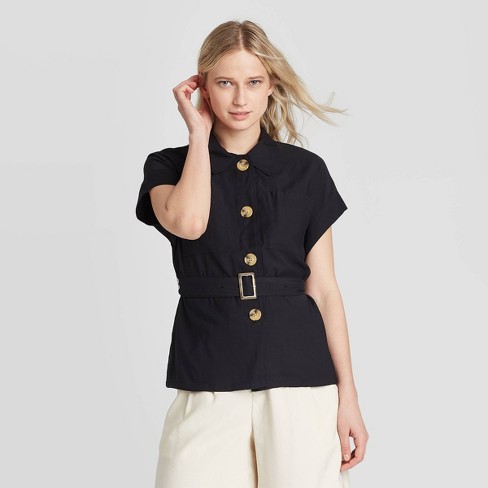 Women's Short Sleeve Utility Jacket - Who What Wear™ Black L : Target