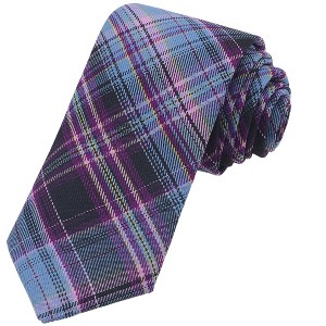 INSPIRE CHIC Plaid Woven Self-tied Striped Skinny Necktie 2.8" for College Graduation Campus 1 Pc - 1 of 4