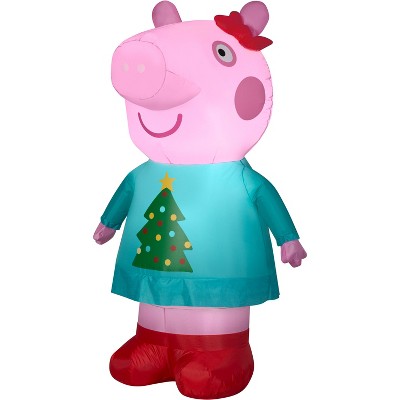 Gemmy Christmas Airblown Inflatable Peppa Pig in Tree Sweater, 4.5 ft Tall