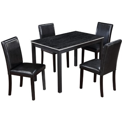VYNXARIA Wooden Dining Rectangular Table with Bench,Kitchen Table with Bench for Small Space,6 Person Dining Table