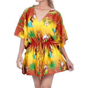HAPPY BAY Women's Swimsuit Coverups for Women Swim Beach Dress Cover Ups for Swimwear Christmas Tree Cover up Bathing Suit 3X-4X Xmas Orange Santa - 1 of 4