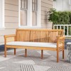 Tangkula 3 Person Outdoor Bench, 62.5" Acacia Wood Patio Sofa with Curved Armrests and Removable Seat Cushion - 2 of 4