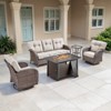 Belord Furniture Patio Set with 43" Propane Fire Pit Table, Patio Furniture Set with Sofa, 2 Swivel Patio Chairs, Accent End Table, and Fire Pit Table - 3 of 4