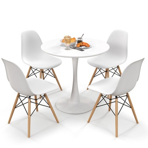 Tangkula 5 Pcs Dining Set Modern Round Dining Table 4 Chairs For Small ...