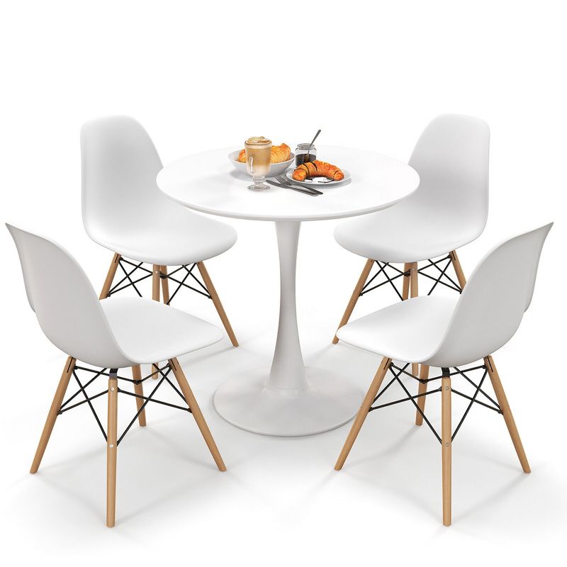 Tangkula 5 PCS Dining Set Modern Round Dining Table 4 Chairs for Small Space Kitchen, 1 of 9