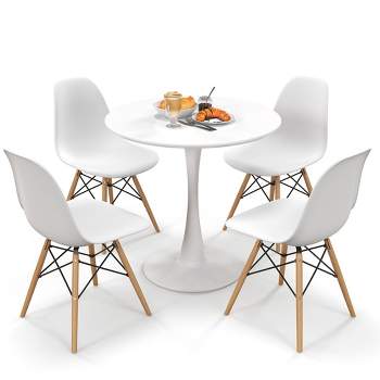 Tangkula 5 PCS Dining Set Modern Round Dining Table 4 Chairs for Small Space Kitchen