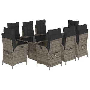 vidaXL 7 Piece Patio Dining Set with Cushions Poly Rattan - 1 of 4