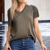 Amaryllis Women's Short-Sleeve Casual V-Neck Shimmer High Low Lightweight Tee Soft - 3 of 4
