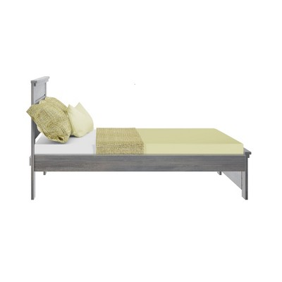 Driftwood Gray Pine Full Platform Bed with Panel Headboard