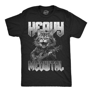 Mens Funny T Shirts Heavy Meowtal Sarcastic Kitten Graphic Novelty Metal Music Tee For Men - Crazy Dog Men's T Shirt - 1 of 4