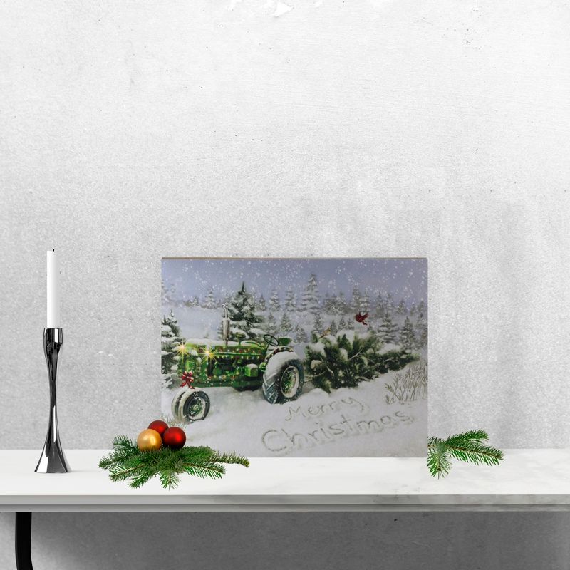 Northlight Fiber Optic and LED Lighted Merry Christmas Tractor Canvas Wall Art 12" x 15.75", 2 of 5